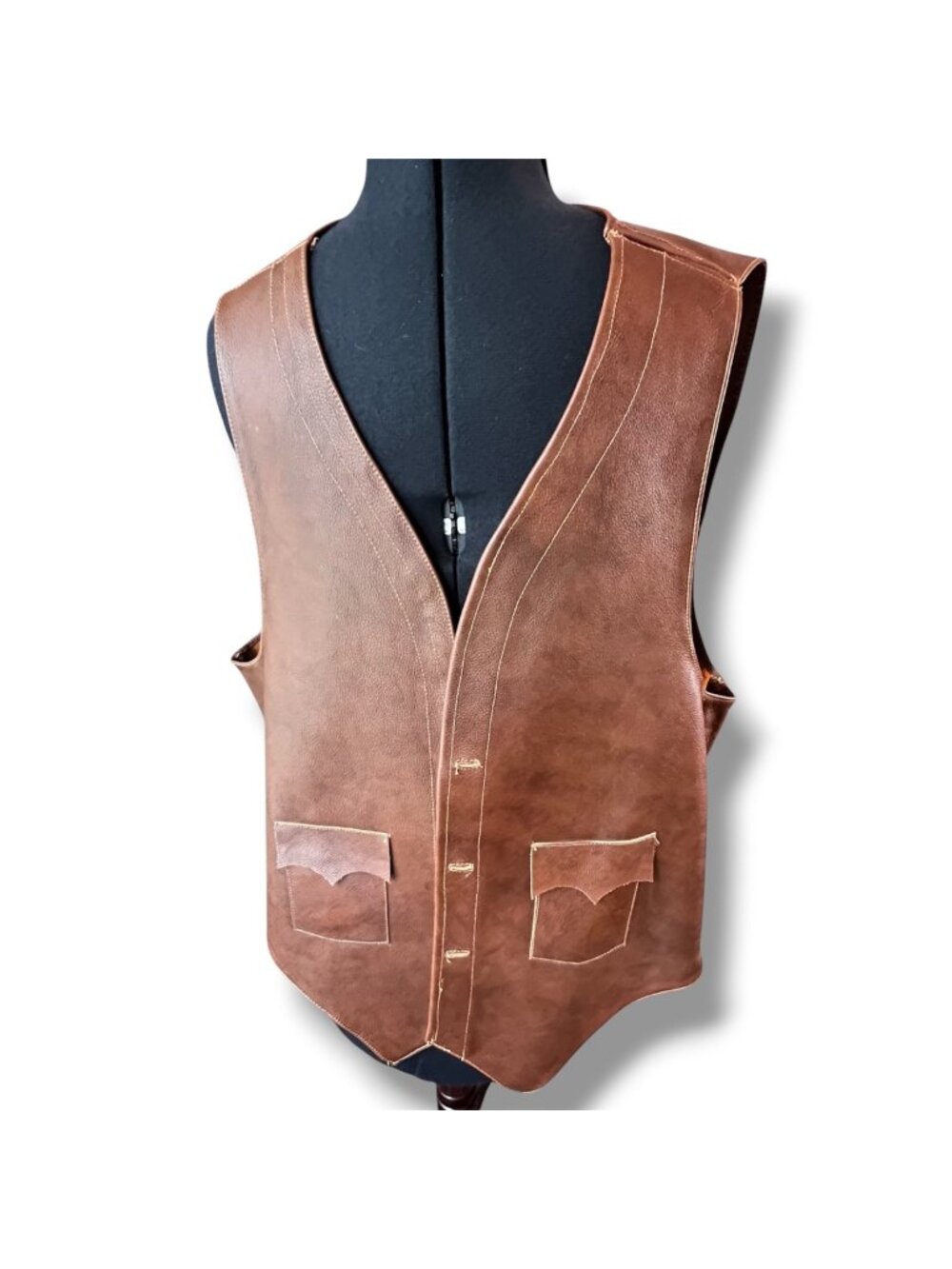 Vintage Handmade Leather 70’s Western Vest L